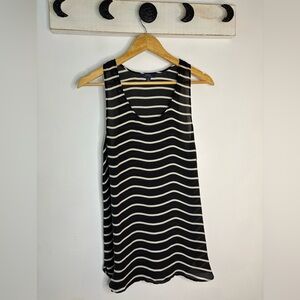 Polo Ralph Lauren Black and Cream Silk Striped Tank Top